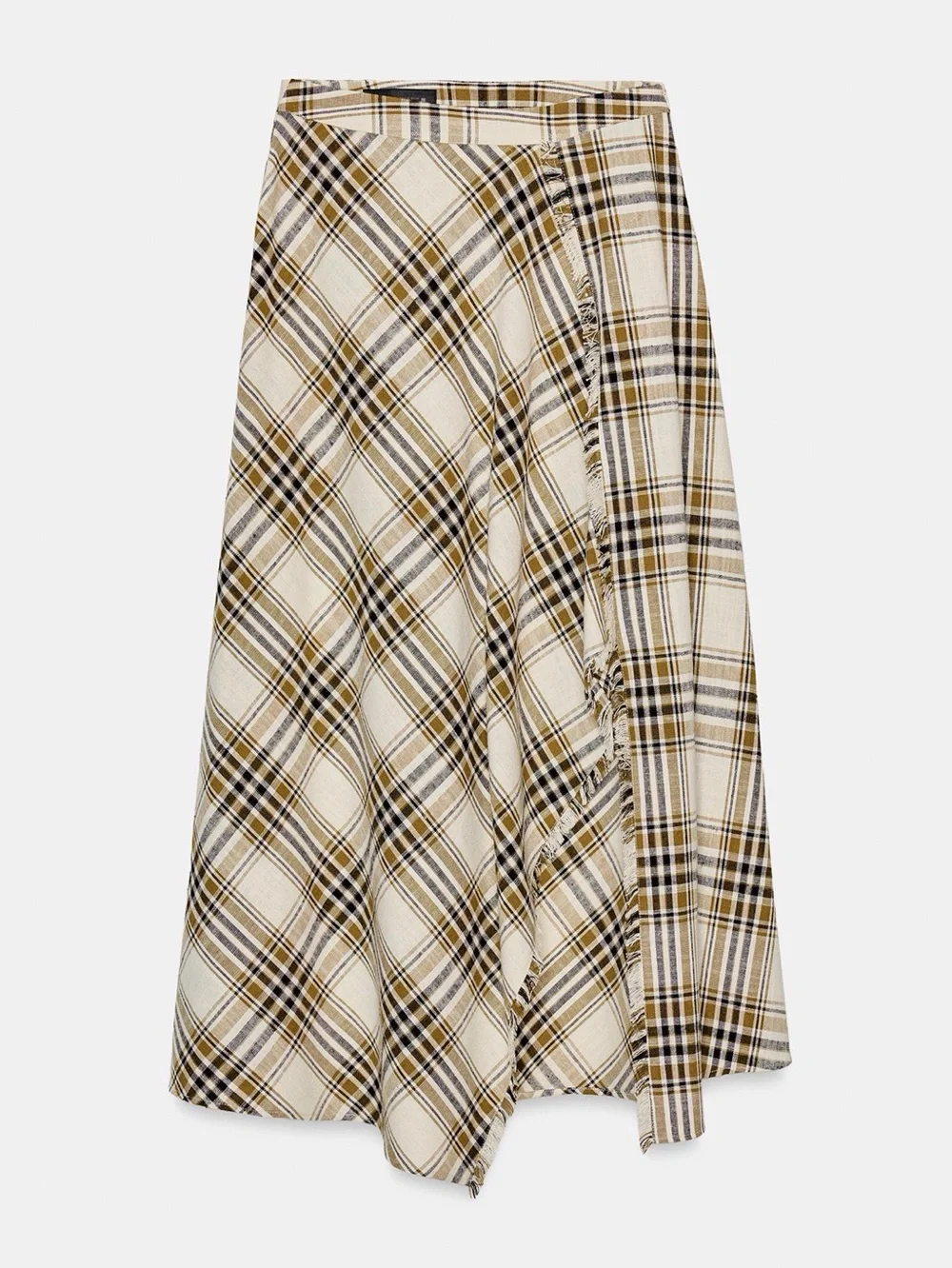 NWT Zara Asymmetric Plaid Midi Skirt